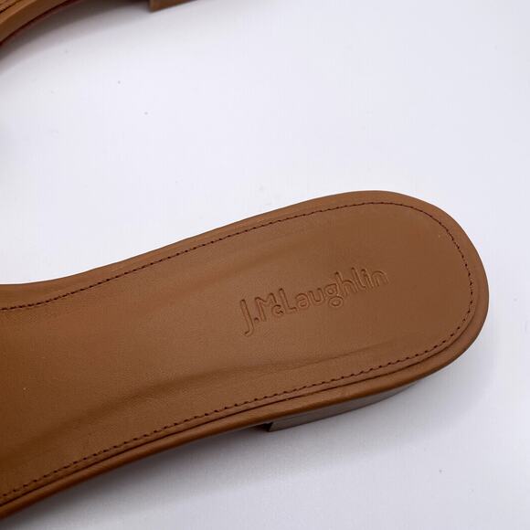 J. McLaughlin Adima Flat Slide Sandals 9  Straw Tortoiseshell Chain - Picture 7 of 9